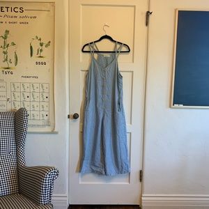 White and blue striped jumpsuit